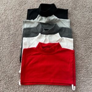 Set 5 High Neck Dickies for Layering  
Red Gray Black White Dark Gray

Size OS